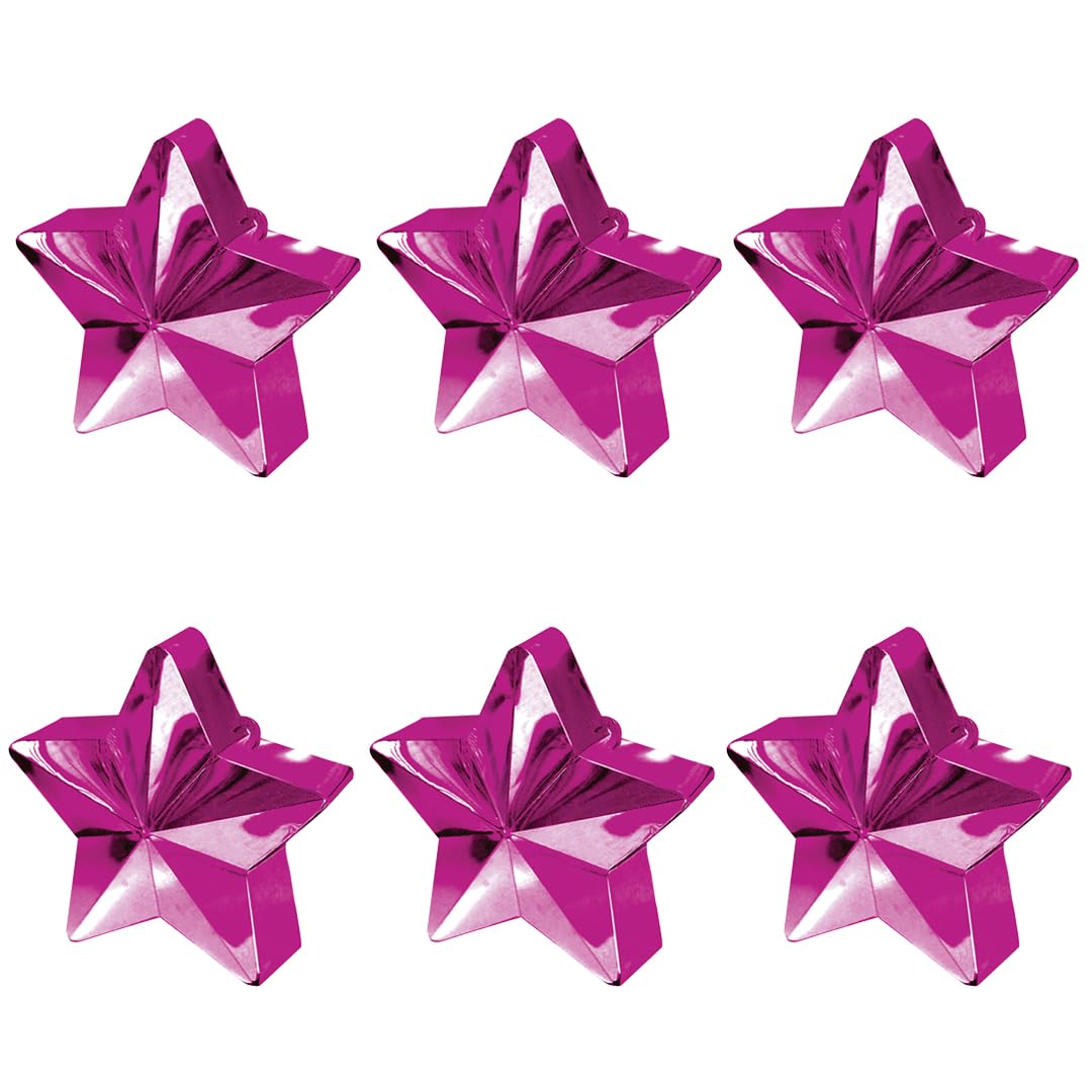 Star Balloon Weights - Pack of 6 (Hot Pink Magenta, Pack of 6)