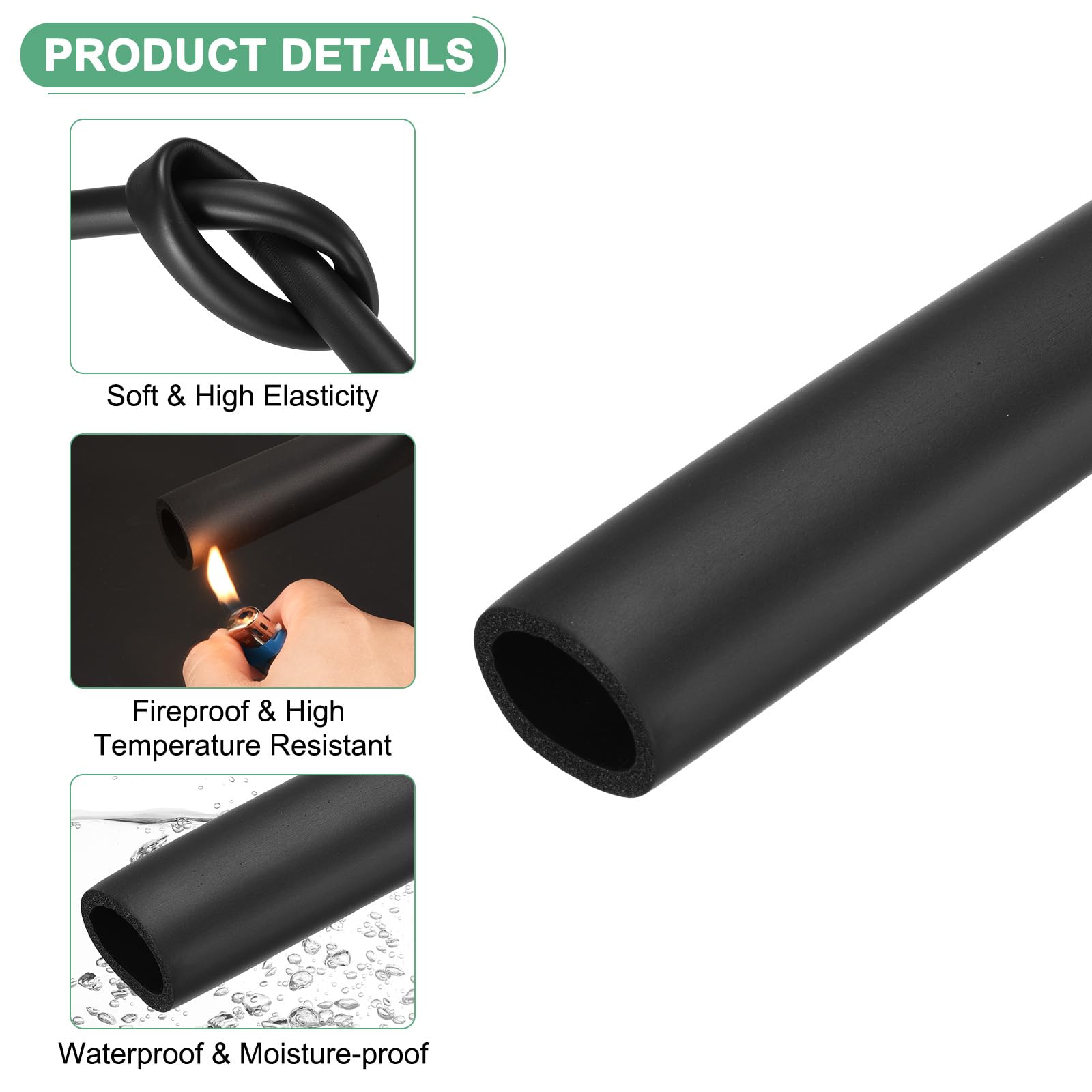 M METERXITY Pipe Insulation Tube, 36mm ID 48mm 2" OD 3.3Ft 1m Length - Image 2