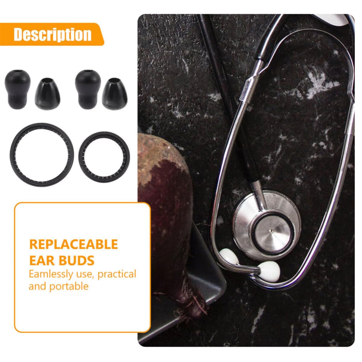 Accurate and Sound Transmission, Suitable for Healthcare Professionals 2 Sets Replacement Diaphragm Parts Black Pe Material, Portable with Stethoscopes