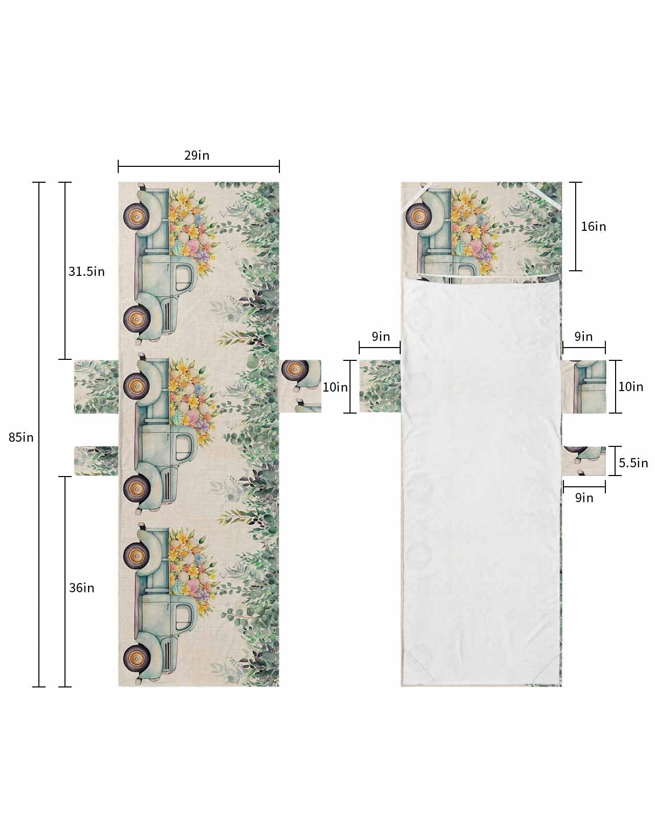 Spring Easter Beach Lounge Chair Towel Cover, Soft Chaise Lounge Towel with Side Pockets Patio Pool Chairs Cover for Beach/Pool Sunbathing 29x85 Eucalyptus Leaves Botanical Floral Truck Rustic
