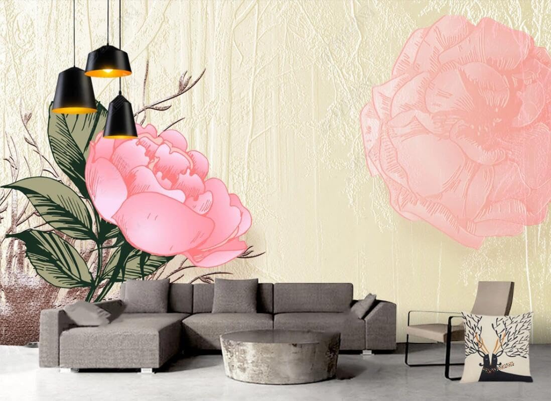 Papier peint panoramique paysage tapisserie murale 3D pivoines rouges 430x300cm