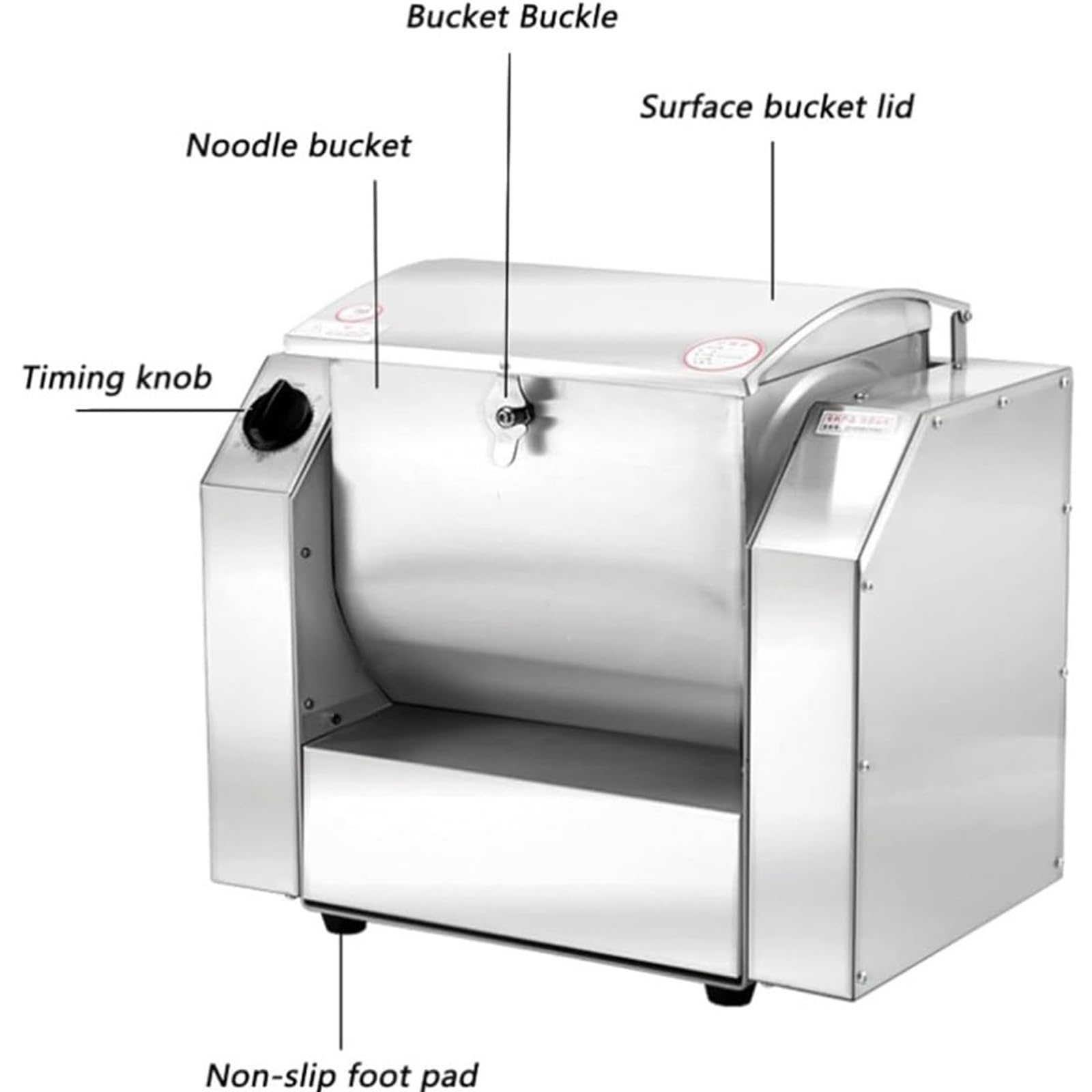 Pétrin vertical électrique, machine à pétrir professionnelle avec minuterie, idéale pour la fabrication de pâtes, nouilles et pizzas.
