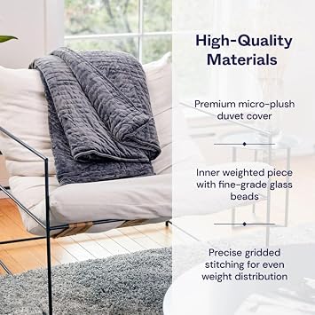 Weighted Blanket for Adults, Single Double Heavy Blanket with Lambswool Premium Glass Bead All-Season Even Weight Distribution Grey 90x90 35 lbs