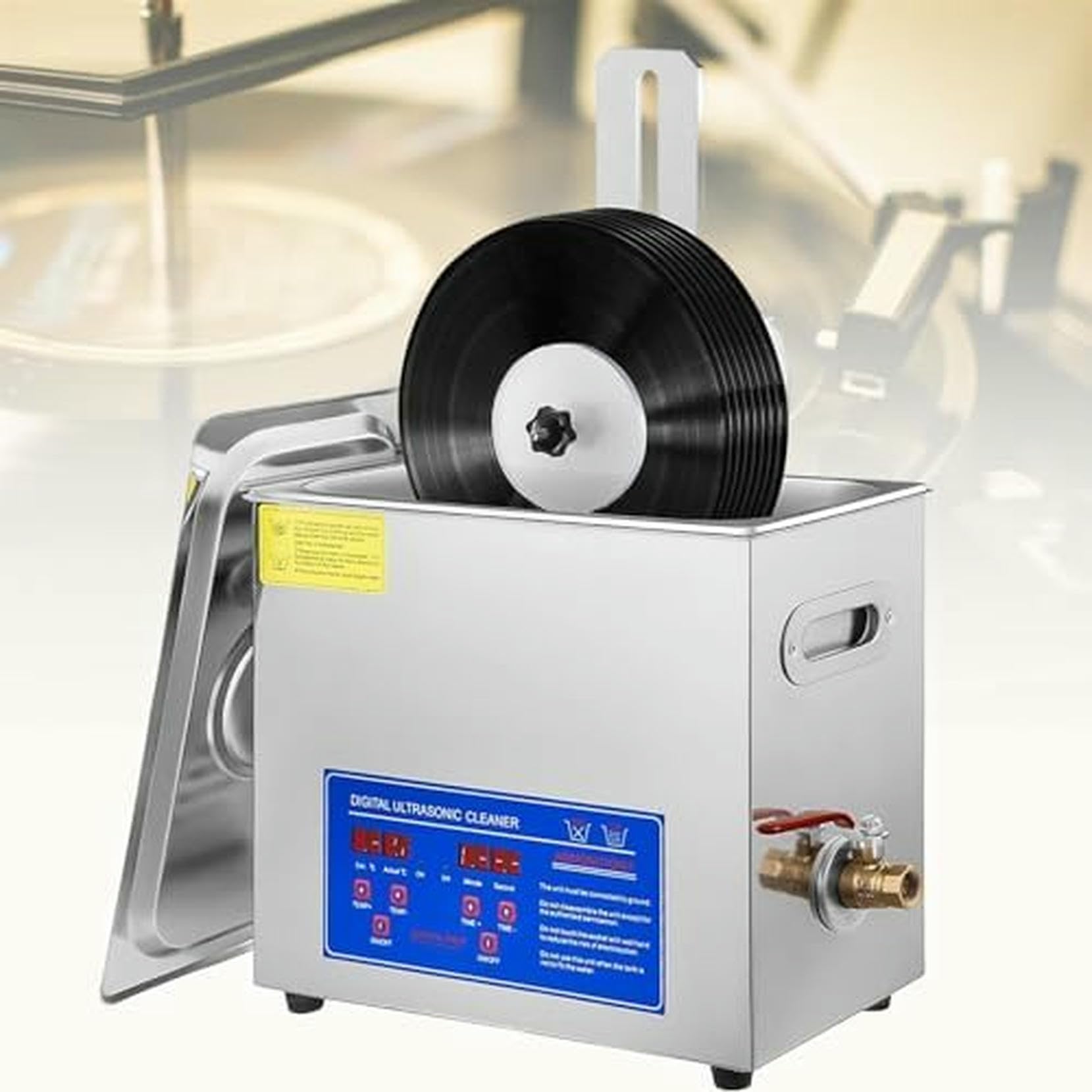Limpiador ultrasónico para discos de vinilo, joyas y relojes: solución de limpieza profunda de calidad profesional.