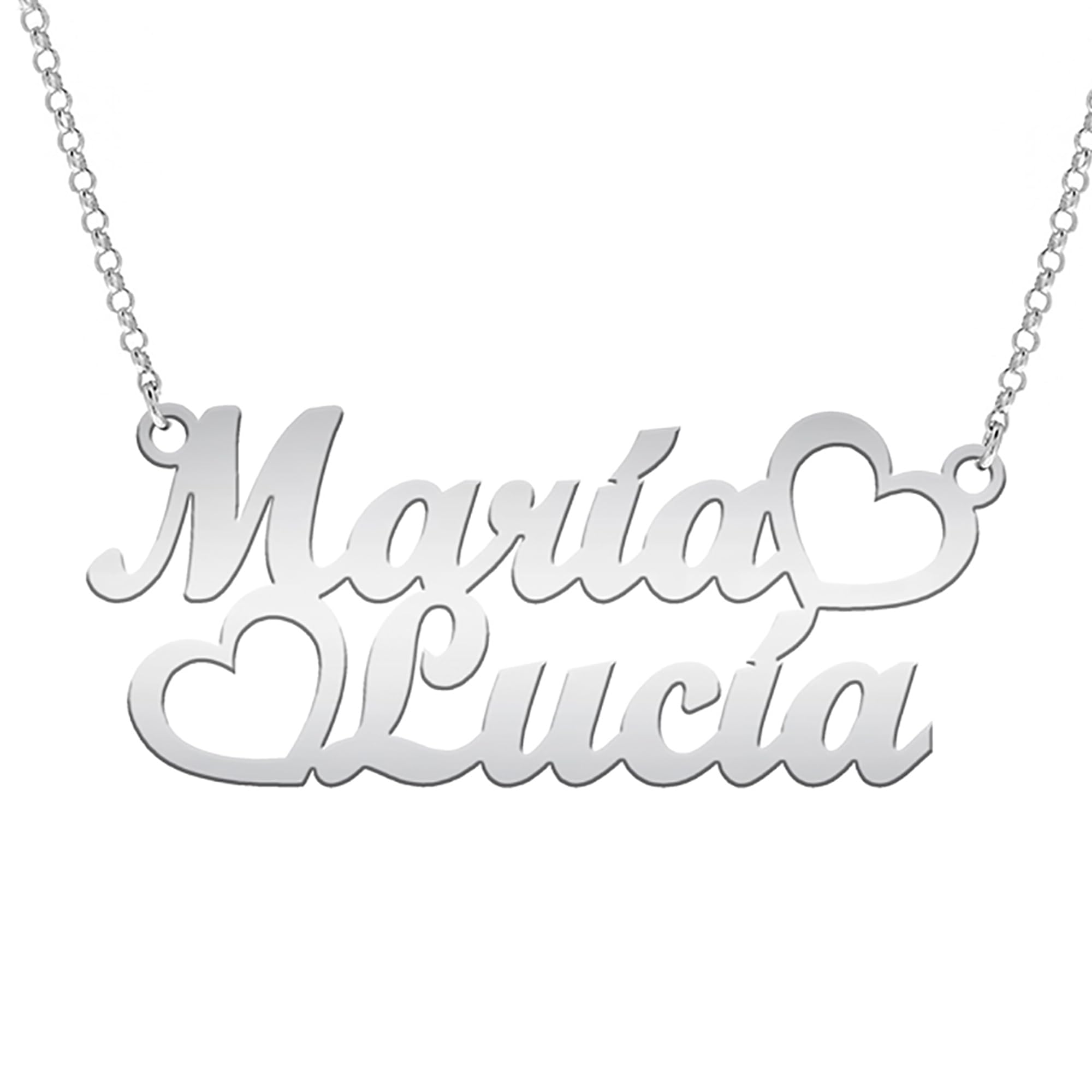 Mi Joya Personalizada Mi Joya Personalizada - Colgante con Nombre Personalizado Plata de Ley - Collar con Nombre para Mujer, Niña, Madre, Hija - Idea de Regalo Navidad, Día de la madre, Cumpleaños (modelo 2 nombres)