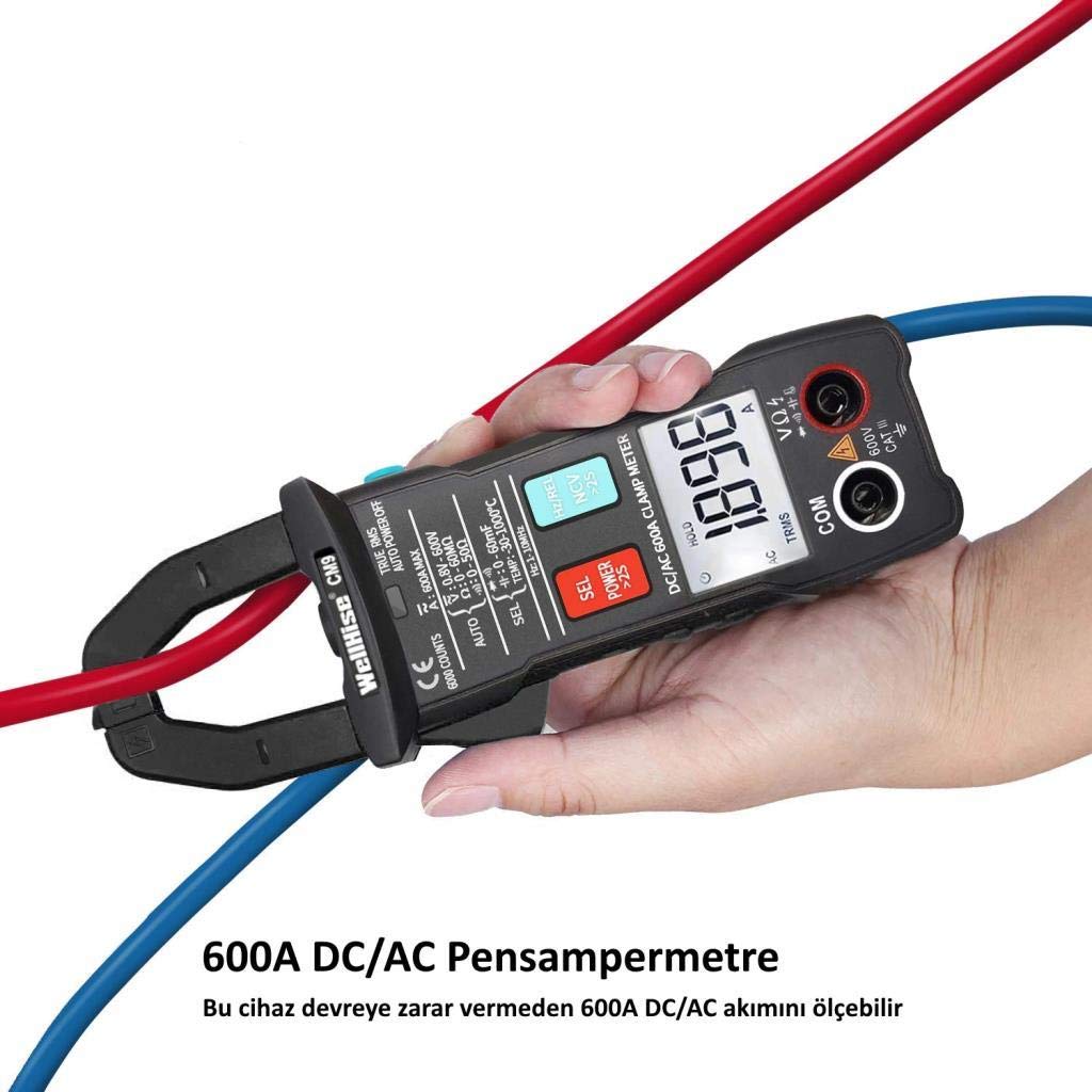 WellHise CM9 600A AC/DC Dijital Otomatik Pensampermetre TRUE RMS