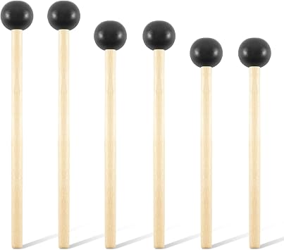 6 Pcs Xylophone Mallets Drum Mallets, with Rubber Head and Handle Percussion Mallets Set Tongue Drum Bell for Tongue Drum or Keyboard Music Graduation Present 3 Pair