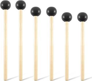6 Pcs Xylophone Mallets Drum Mallets, with Rubber Head and Handle Percussion Mallets Set Tongue Drum Bell for Tongue Drum or Keyboard Music (3 Pair)
