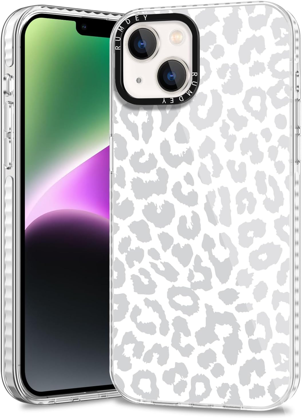 2 Pack Cheetah Print Cases for Apple iPhone 13 / iPhone 14 Case 6.1 inch, Clear Cute Coquette Fashion Leopard Patterns for Girls Women Funda with Shockproof Protection Silicone Soft TPU Cover