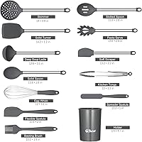 Vista 2 de Silicone Cooking Utensil Set, Non-stick Kitchen Utensil 13 Pcs Cooking Utensils Set, Heat Resistant Cookware, Silicone Kitchen Tools with Stainless