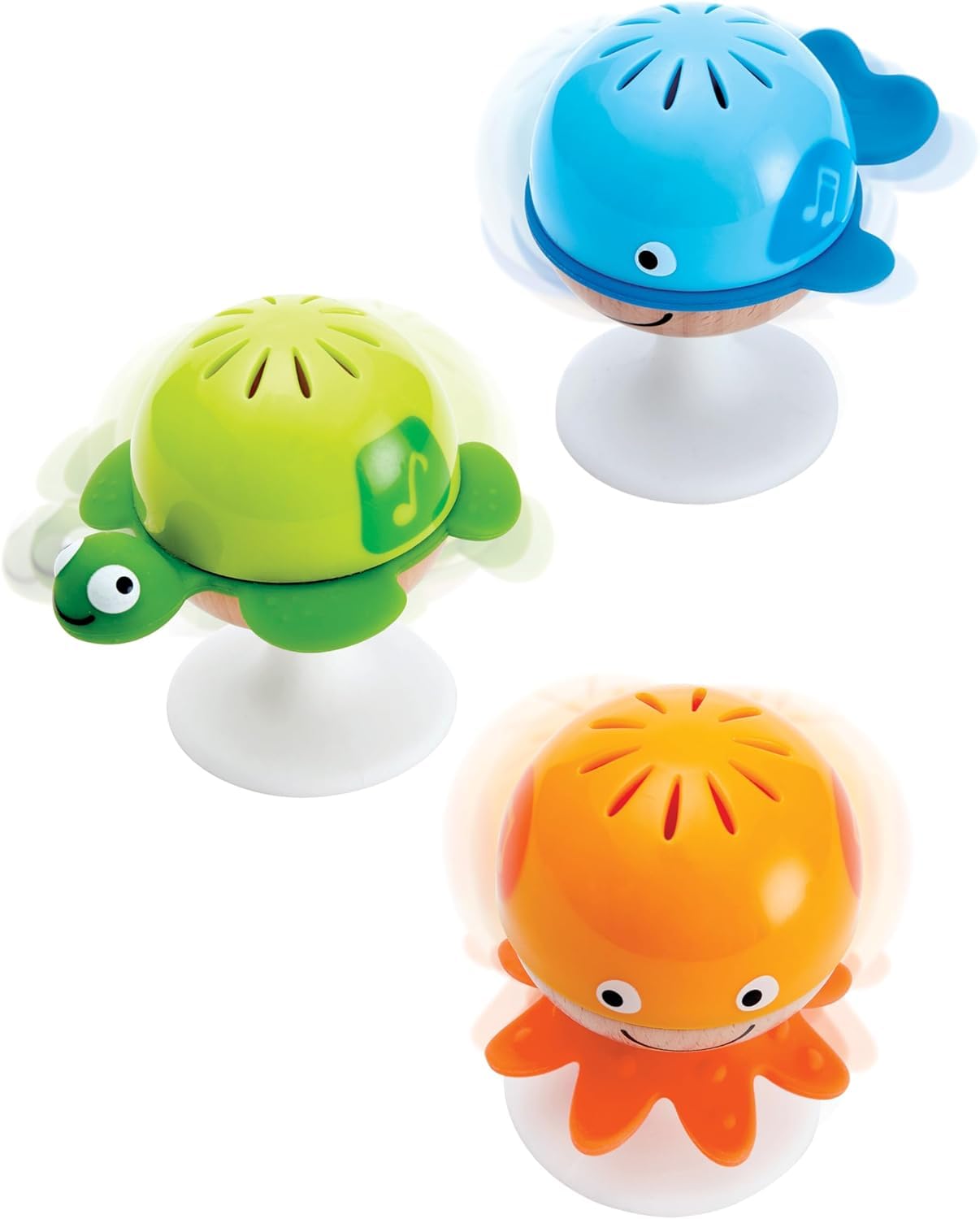 Hape E0331 - Stehauf-Pinguin, Stehaufmännchen mit Klang, blau, ab 6 Monaten & E0330 Saugnapf Rasselset