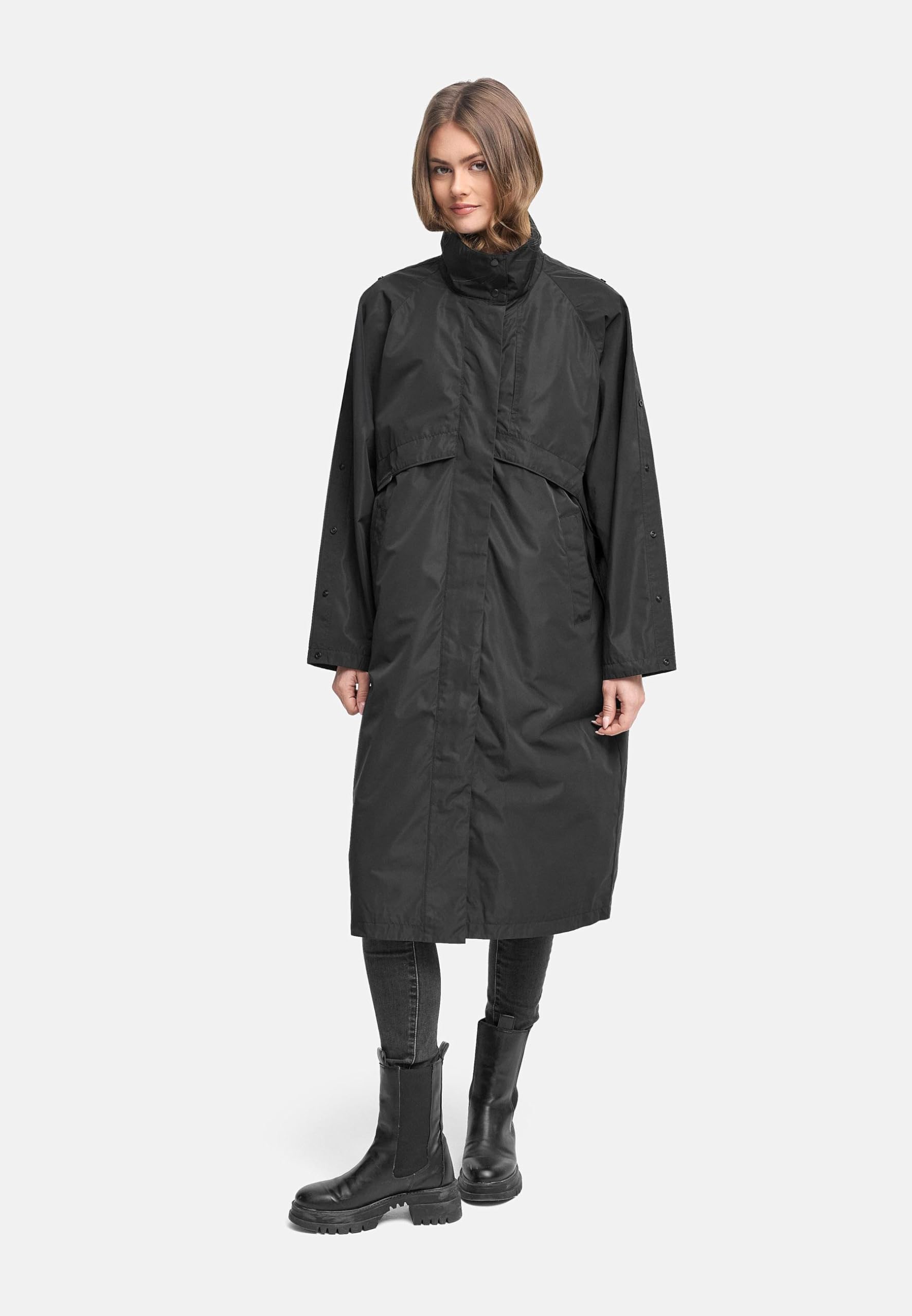 Navahoo Damska parka oversize, długa kurtka przejściowa z podwijanymi rękawami, Zenblüte 14 XS-3XL