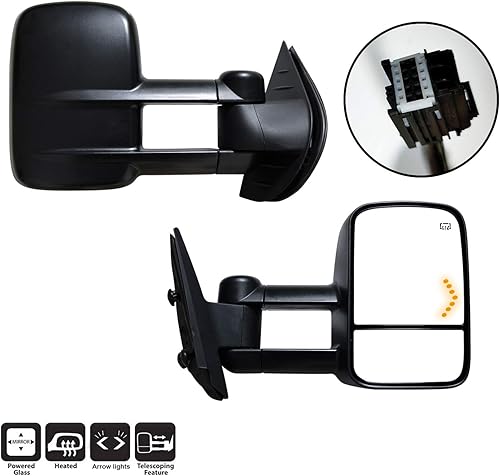Miniatura 2 de AERDM Nuevo par de espejos de remolque compatibles con Chevy Silverado GMC Sierra 2007-2014 retrovisores laterales de vidrio calefactados para