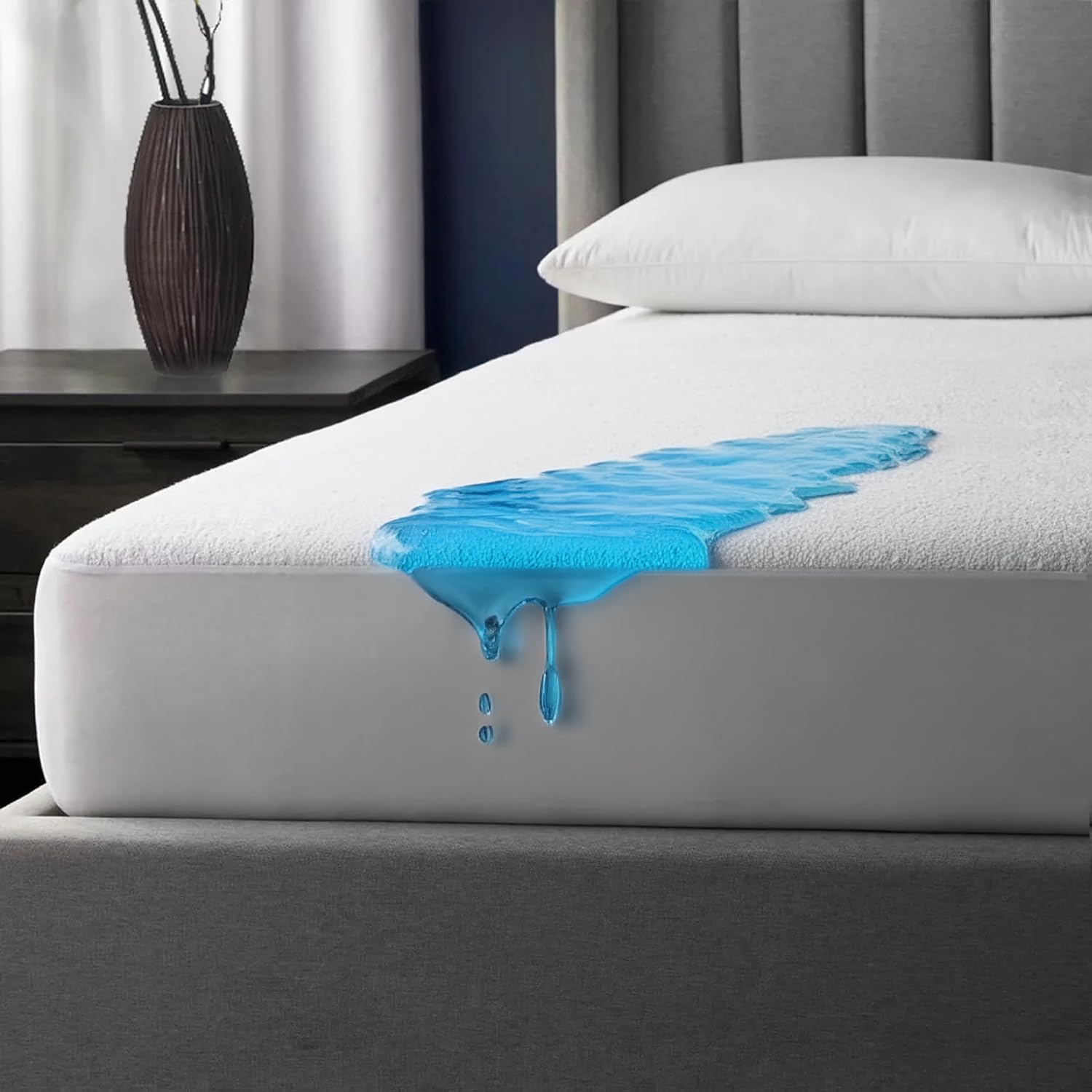 WATERPROOF Terry Towelling Anti-Dustmite Protection Mattress Protector, Pair Pillow Protectors