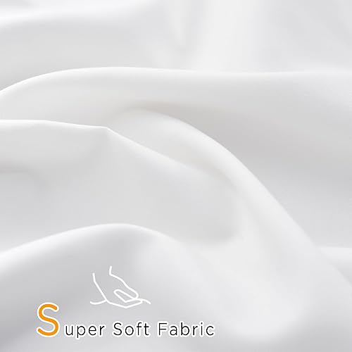 Miniatura 4 de TOCOMOA Juego de funda de edredón tamaño King, 100% microfibra, ultra suave, juego de ropa de cama blanca de 3 piezas con 1 funda de edredón de 104