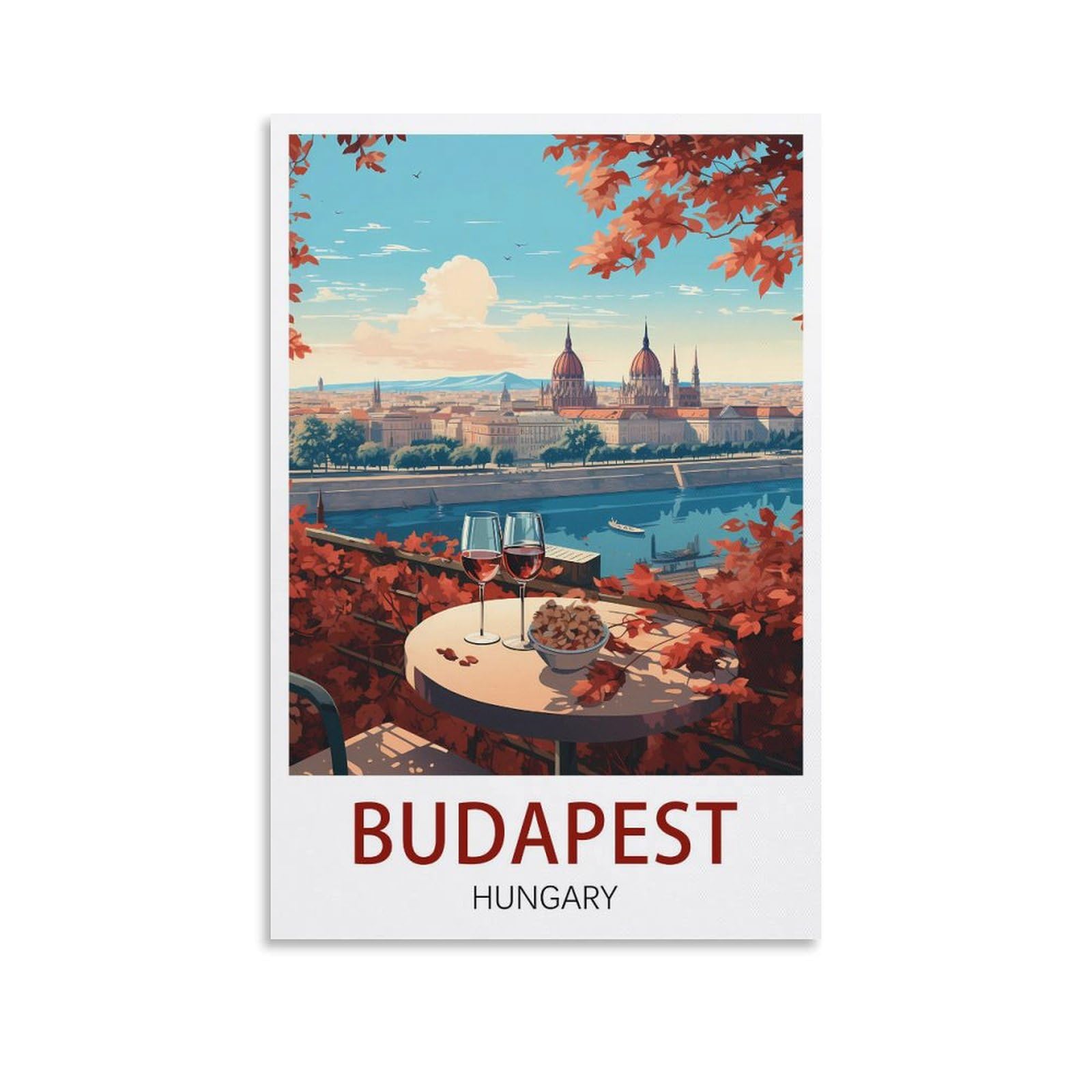 Lhjoiun Unframe-Style Budapest Hungary Vintage Travel Poster 08X12inch(20X30cm) Art Canvas Print For Living Room Bedroom Home Decoration Modern Art
