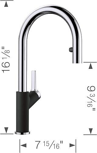 Vista 16 de BLANCO 526395 Urbena - Grifo de cocina, 1,5 GPM, Cinder/Chrome
