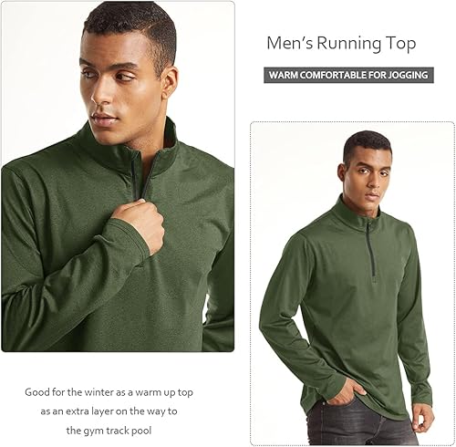 Miniatura 5 de TACVASEN Sudaderas de golf de manga larga con cremallera de 14 para hombre, con forro polar de invierno, camisa térmica