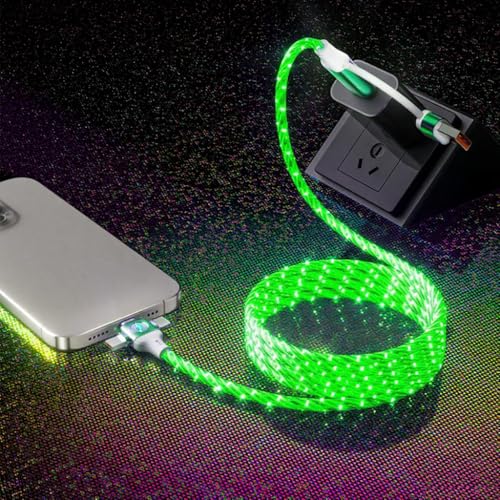 Image of IHAO Multi Ports Starry Light-Up USB Cable USBC MicroUSB Connectors Durable Fast Charging Cables Visible Current Flow for Almost All Devices-6in1 Star Green