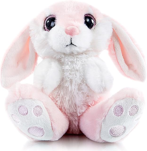 My OLi 8" Easter Bunny Rabbit Plush Bunny with Floppy Ear Stuffed Animal Pink Easter Gifts for Babies Kids Boys Girls