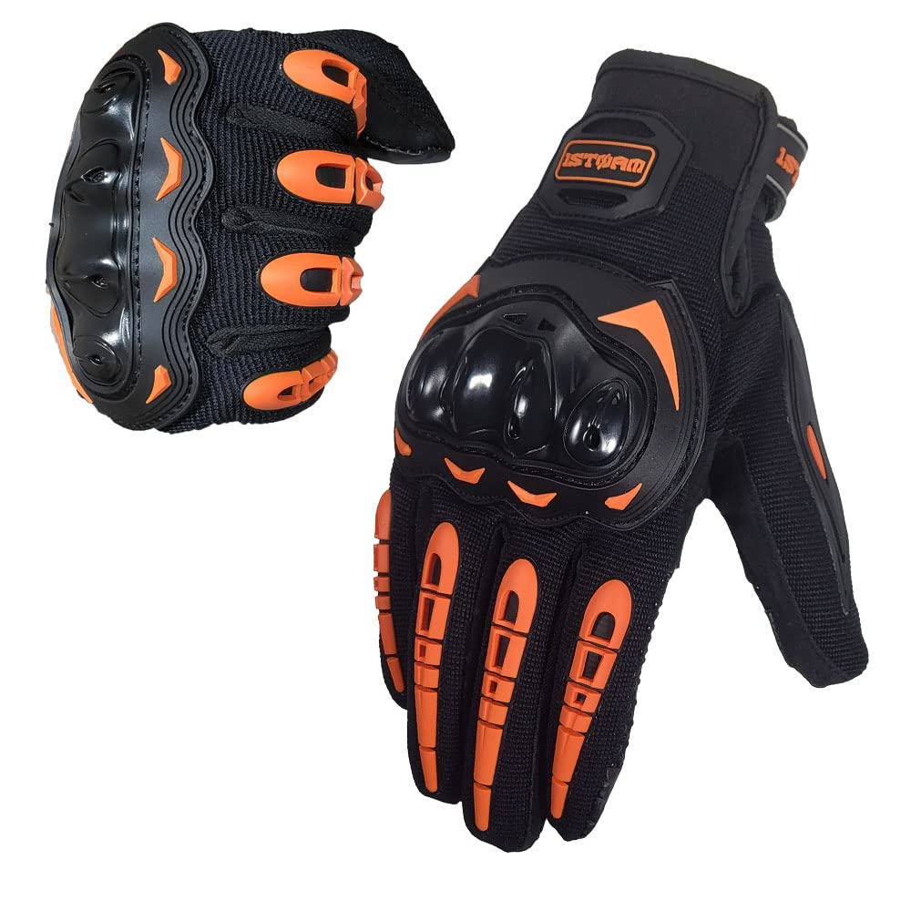 1Storm Motocross Motorcycle Gloves MCS17 BMX MX Bike Bicycle Cycling Hard Reinforced Knuckle Touch Screen Orange