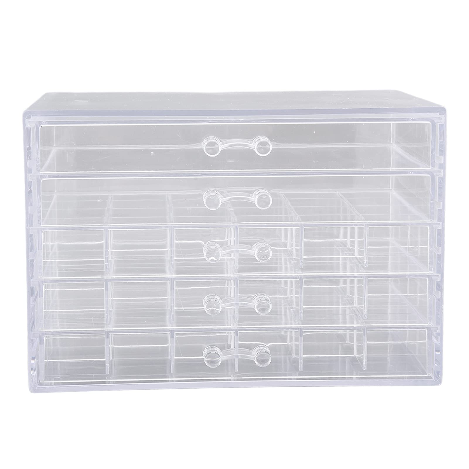 5 Layer Nail Art Storage Box | Crystal Clear Acrylic Organizer Ends Mess | Transparent Jewelry Box for Home/Bedroom/Vanity | Sturdy Drawer with Handle, Large Capacity