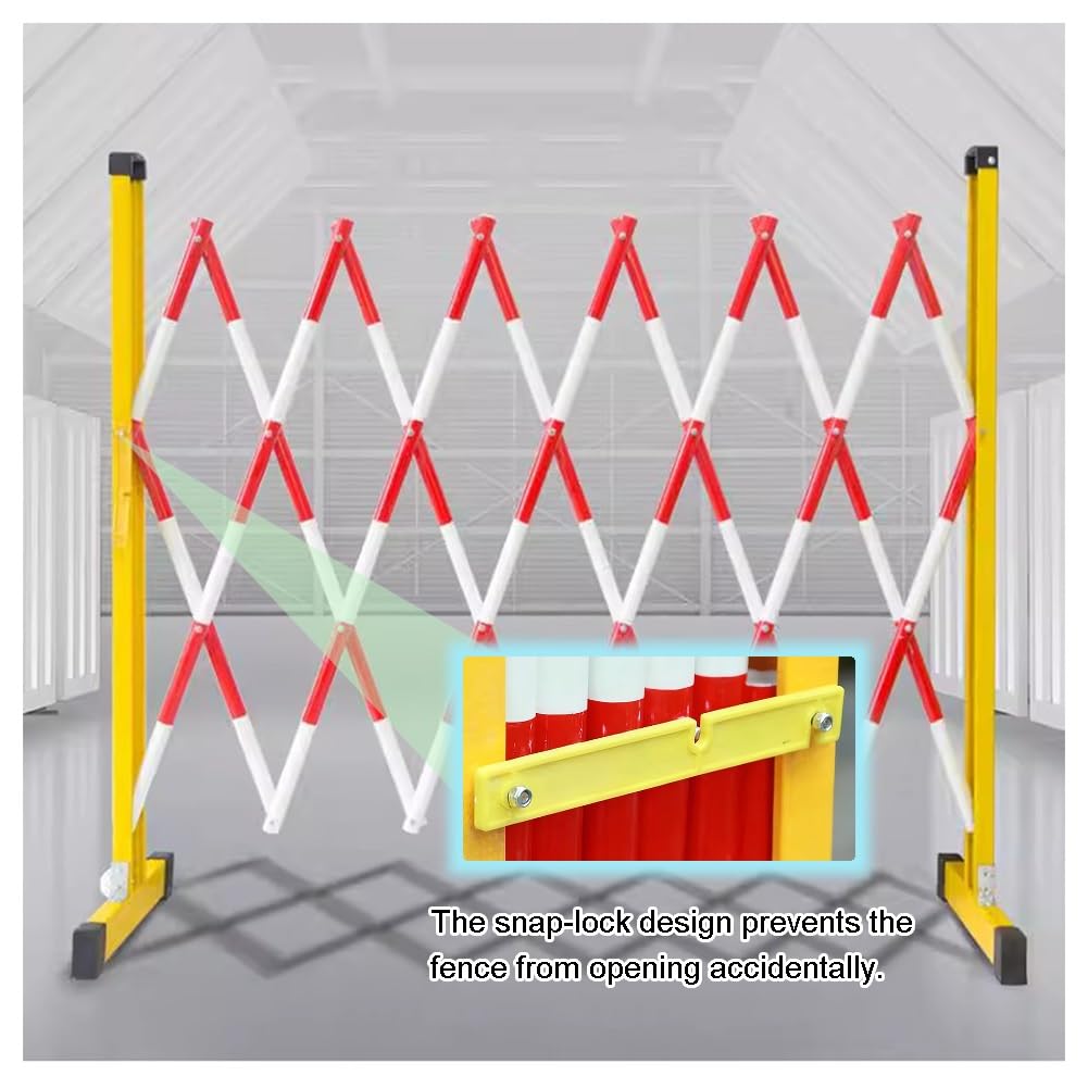 Genérico Barrera metálica Extensible para Control de tráfico - Puerta de Seguridad Plegable retráctil de 1,2 x 7 m - Valla Exterior portátil para Zonas de construcción y cumplimiento de la normativa