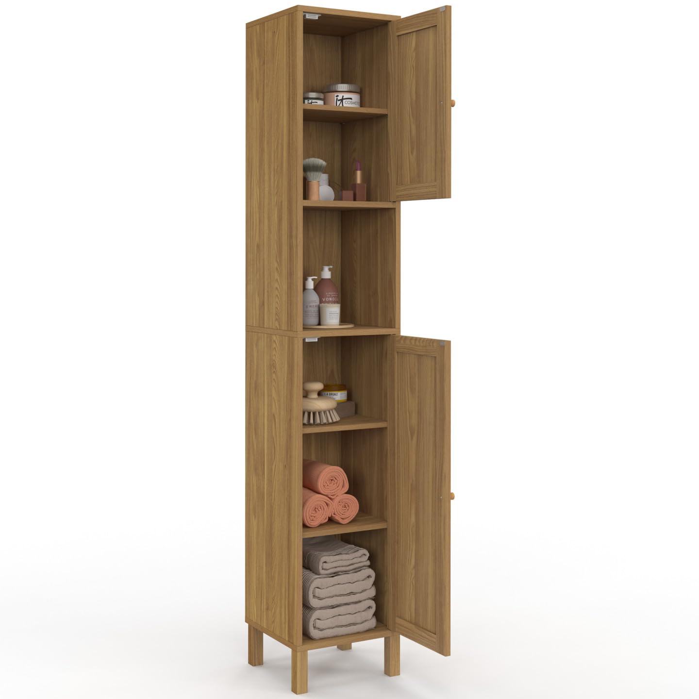 IDMarket - Meuble Colonne Salle de Bain HANAE Effet Naturel cannage
