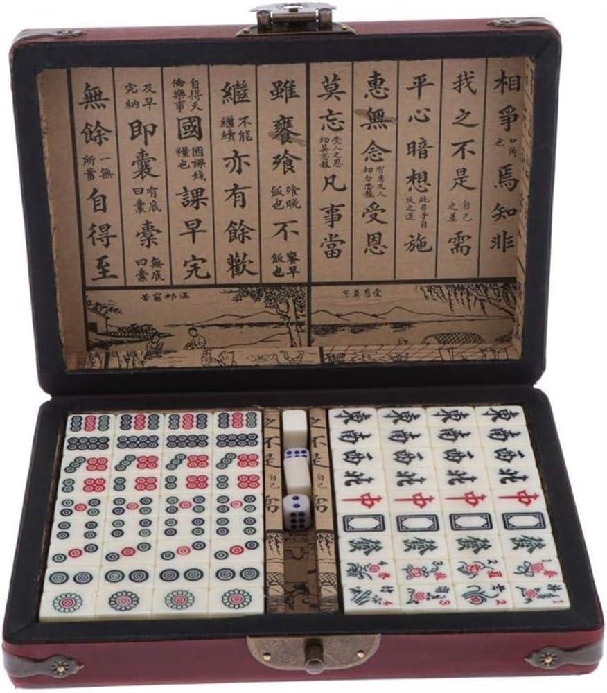 Mahjong cinese con tessere numerate con custodia da viaggio Pro Set completo di giochi Mahjong