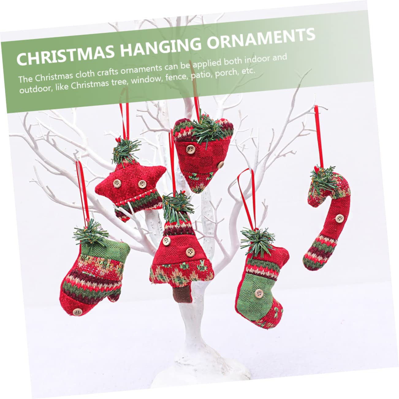 24 Pièces Décoration De Noël Décor Suspendu d'arbre De Noël en Tissu Pendentif Sapin De Noel Ornements d'arbre De Ornement De Cheminée De Décor Suspendu pour Rouge Alipis