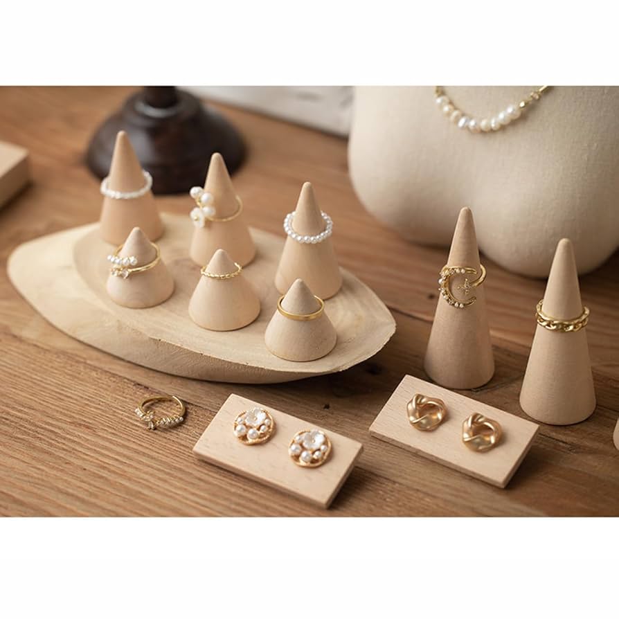 リングスタンド 木製 指輪置き アクセサリースタンド 65個セット リングスタンド 指輪スタンド 3個セット 指輪置き リング