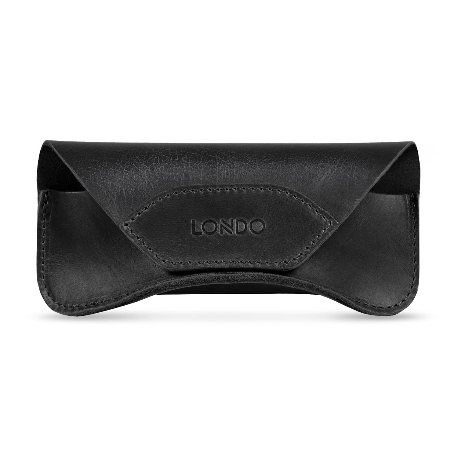 Londo Funda de piel auténtica para gafas y gafas de sol con cierre magnético a presión
