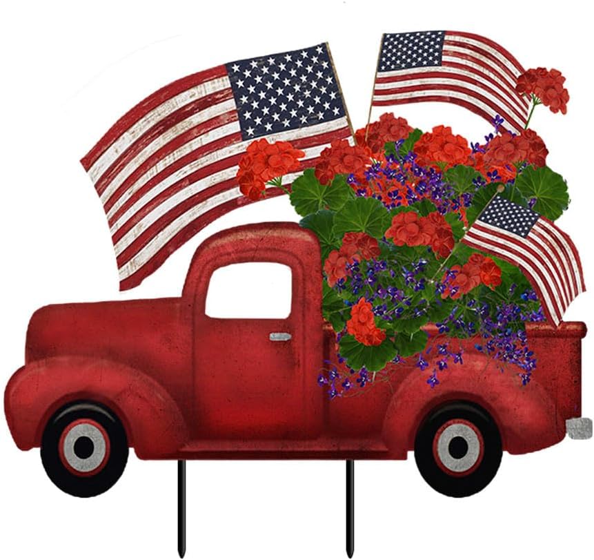 Briarwood Lane Stars and Stripes Truck Metal Art