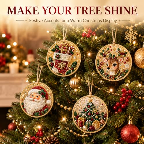 6PCS Christmas Ornaments DIY Pearl Diamond Art Kits - image 3