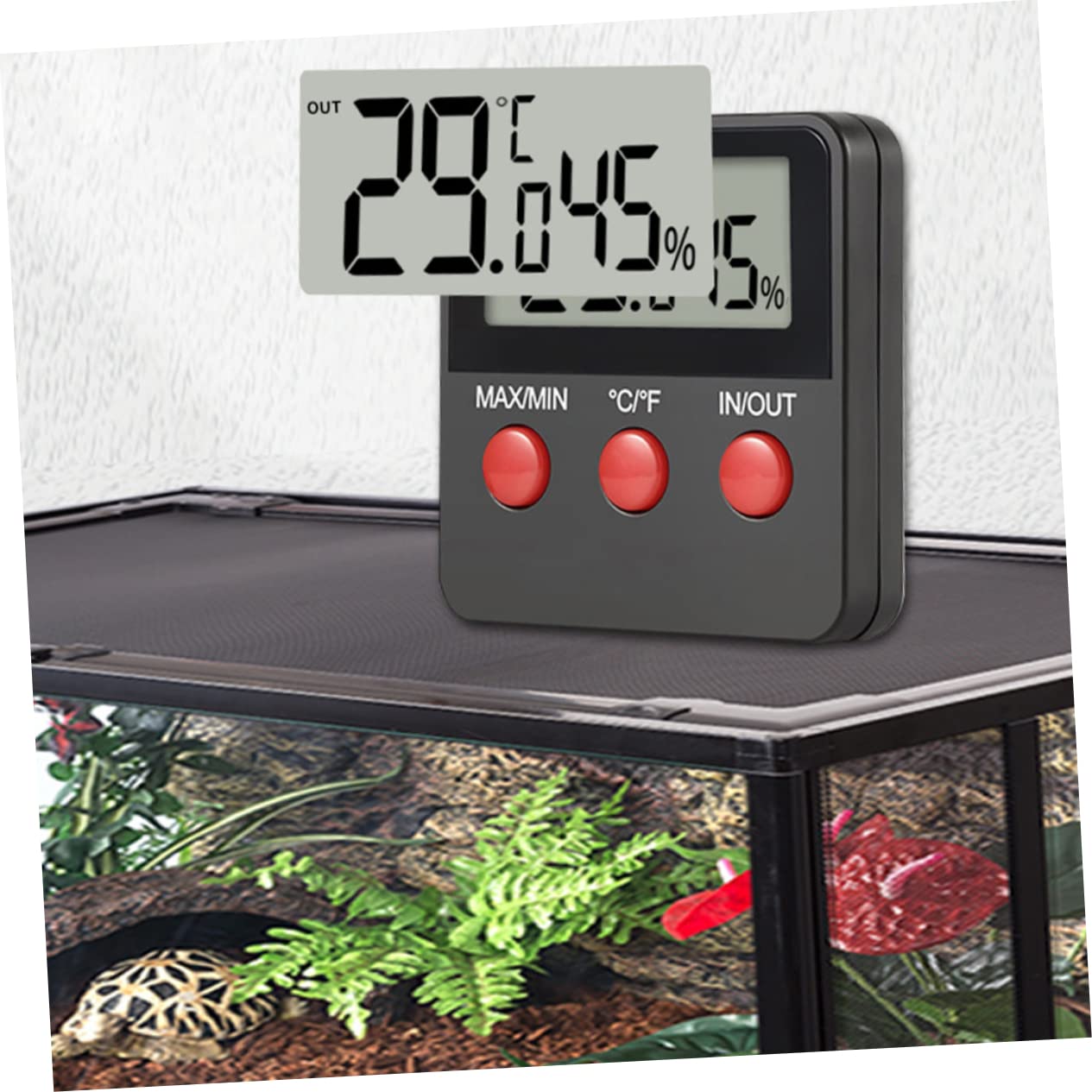 Ipetboom 4juegos y Higrómetro Digital Para Terrario De Reptiles Medidor De Temperatura y Humedad Para Acuarios y Terrarios Accesorios Esenciales Para Tortugas y Reptiles