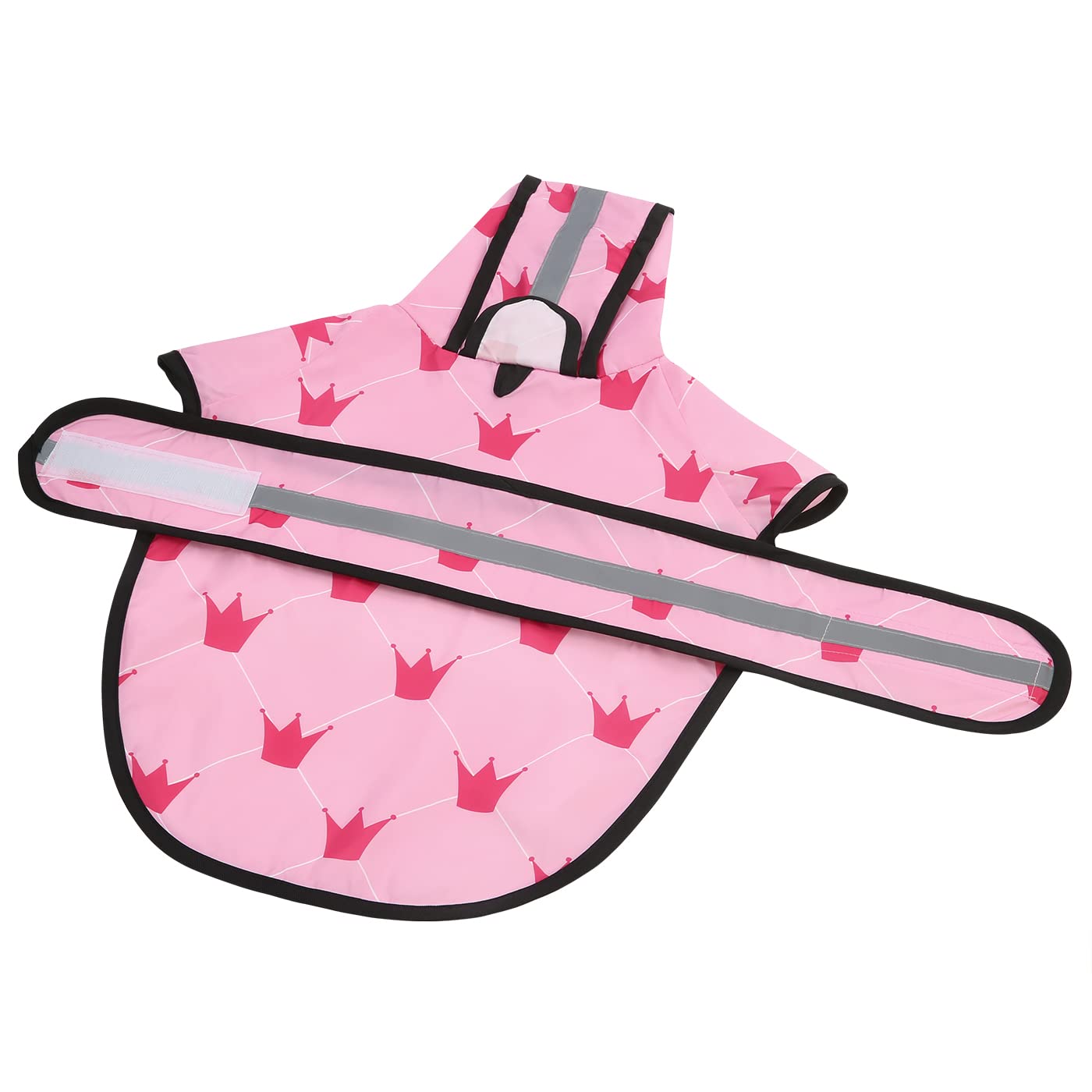 HDE - Chaqueta impermeable reflectante ajustable con capucha para mascotas, chubasquero con agujero para correa, para perros pequeños a extragrandes, diseño de princesas, talla S