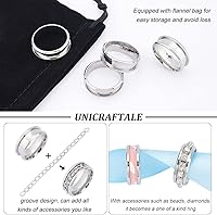 Vista 5 de UNICRAFTALE Anillo de dedo ranurado de acero inoxidable de tamaño 10 con bolsas de terciopelo para incrustaciones de anillo de joyería, anillo