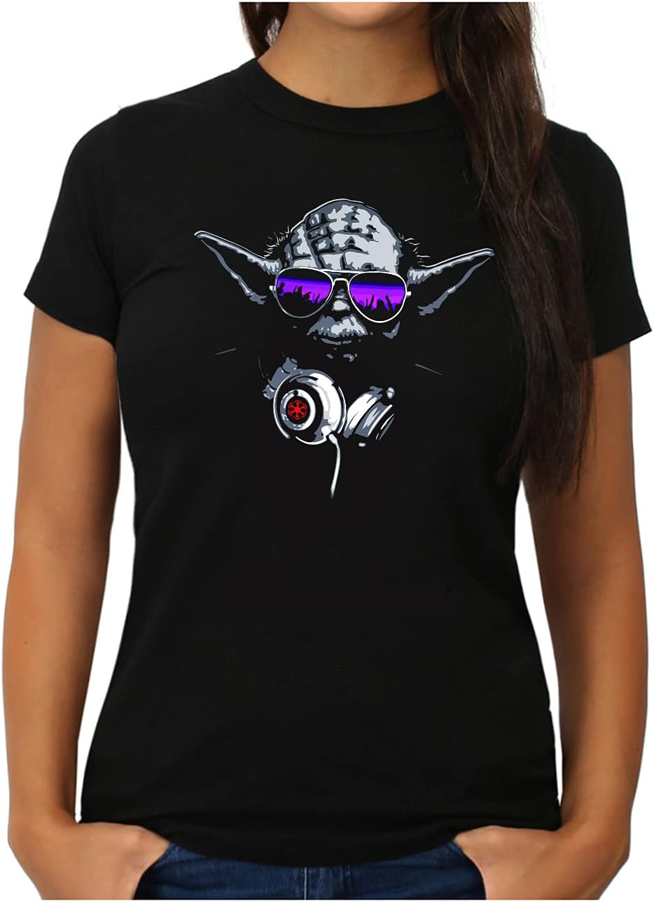 OM3® DJ-YODA Women's T-Shirt Deejay Headphones Party Club Music Turntables S - XXL