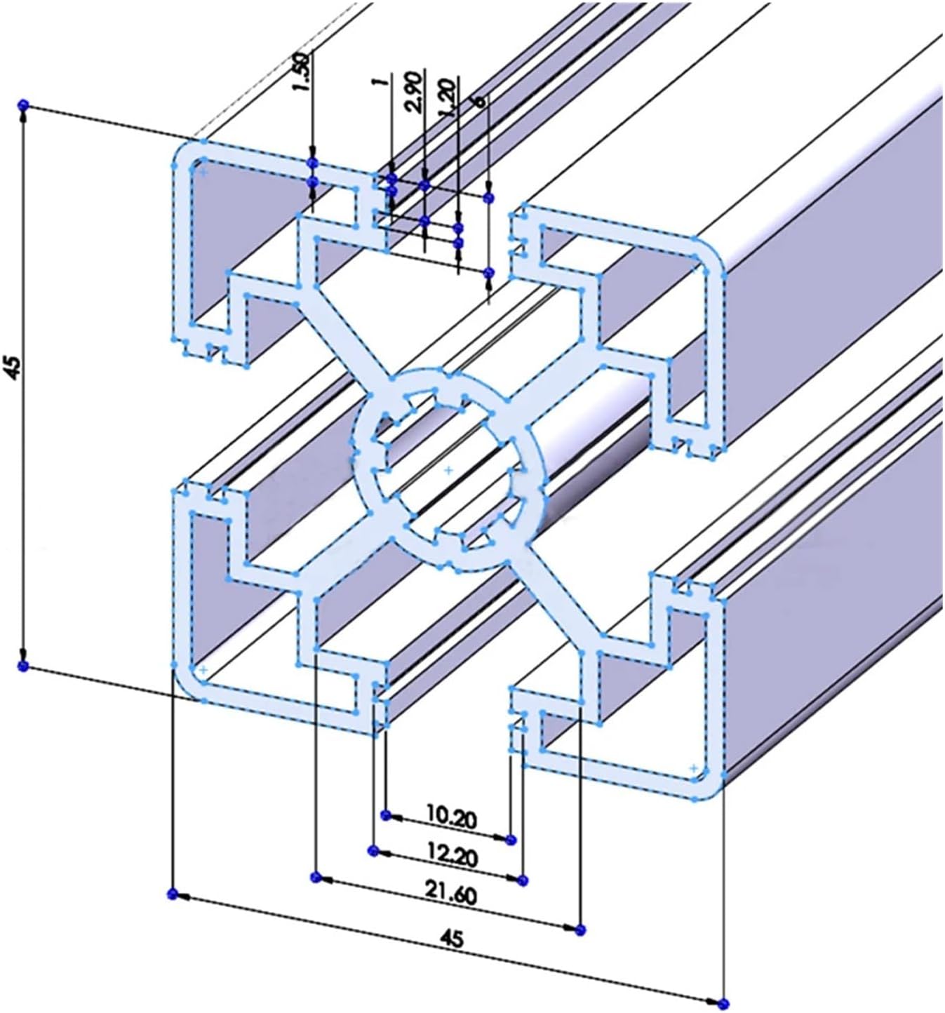 1 Piece 4545Q-10 EU Aluminum Profile 100-800mm Length 1.5mm Wall Thickness Linear Guide(200mm)