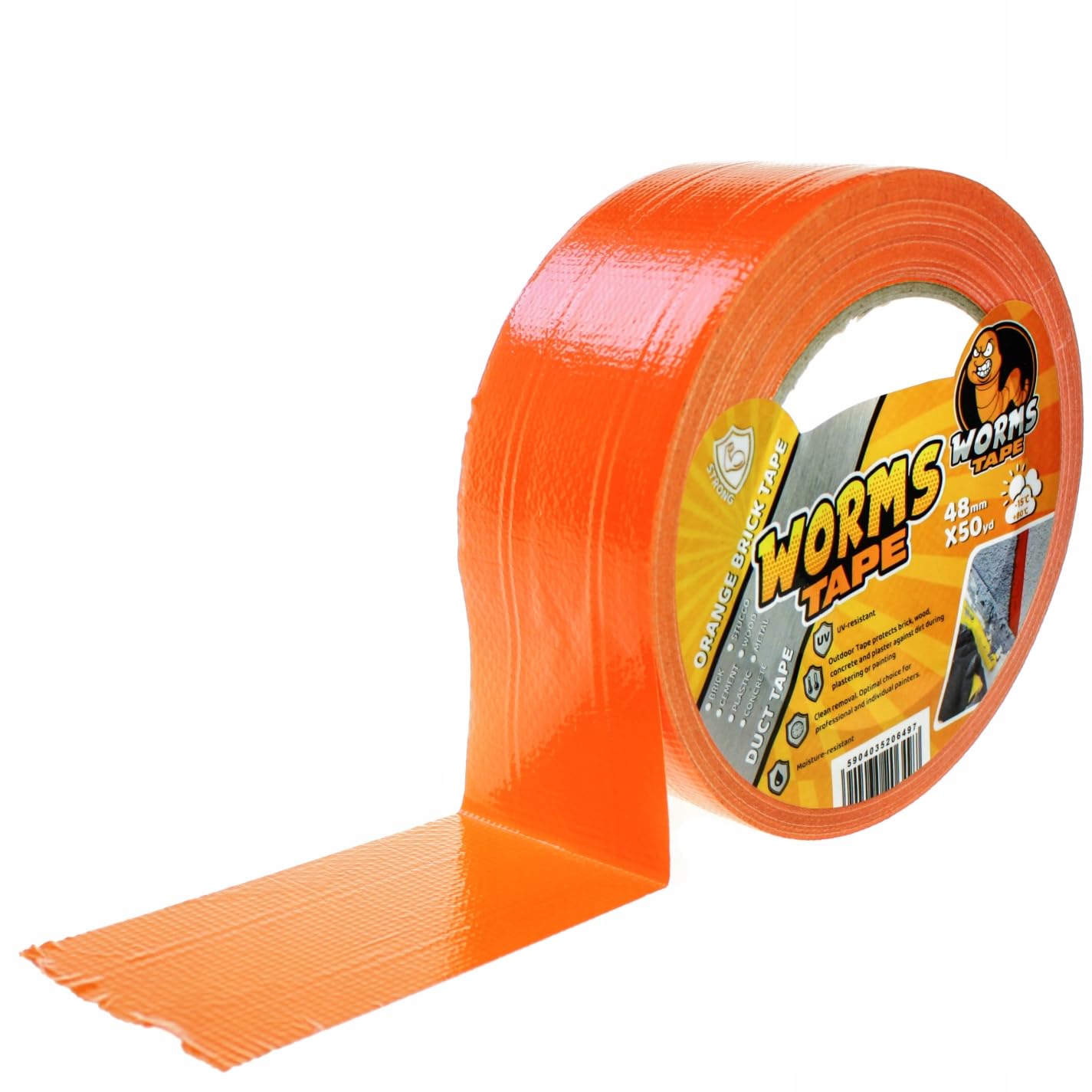 ARPON Profi Putzband 48mm x 50 Yard - Fassadenband für grobe Oberflächen - Klebeband zur Verwendung im Innen- und Außenbereich - Abklebeband UV-beständig - Universal Worms Tape Made in EU