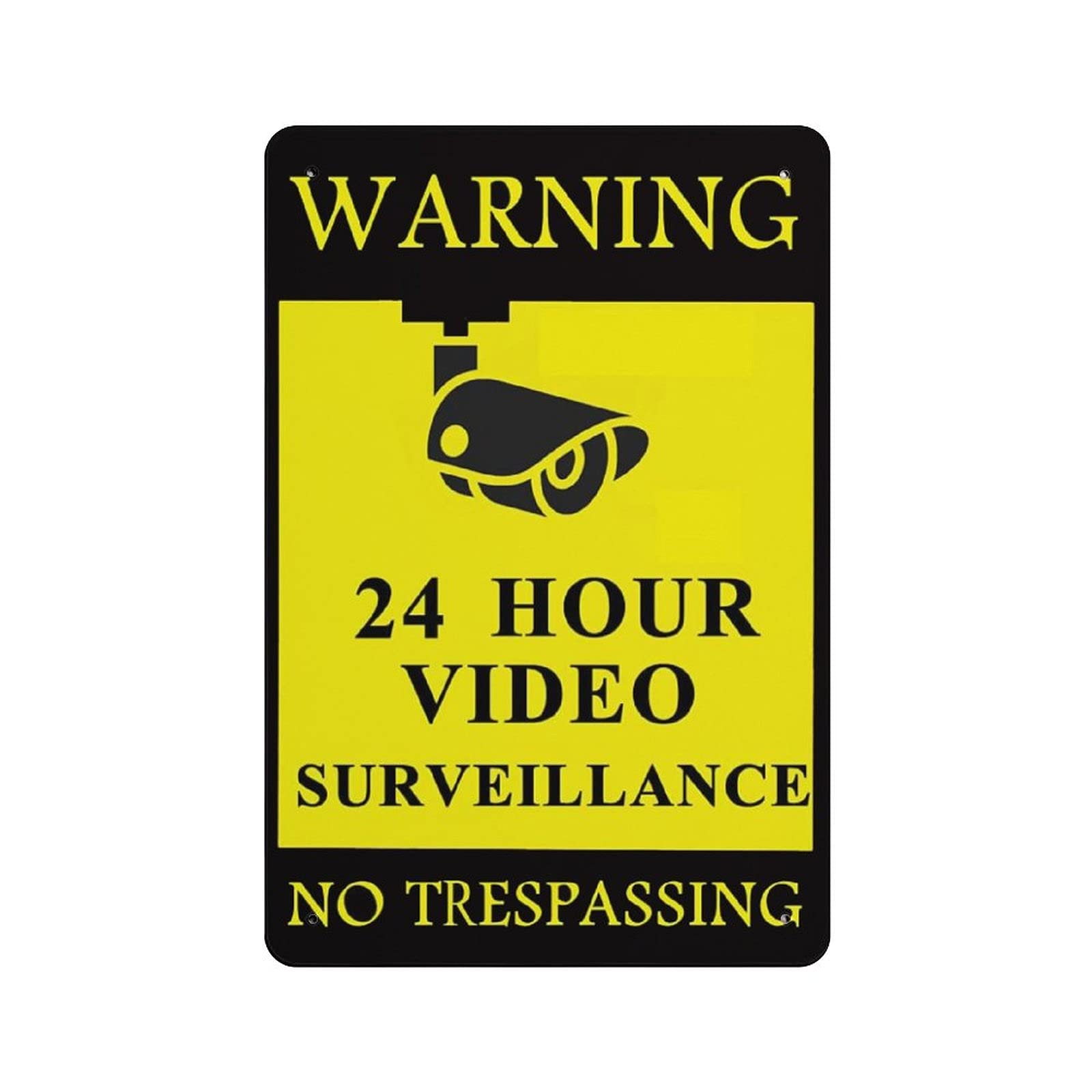 Metal Tin Sign Warning 24 Hour Video Surveillance Vintage Tin Poster Metal Sign Wall Decoration Country Kitchen Home Garage Decor 12"x8"