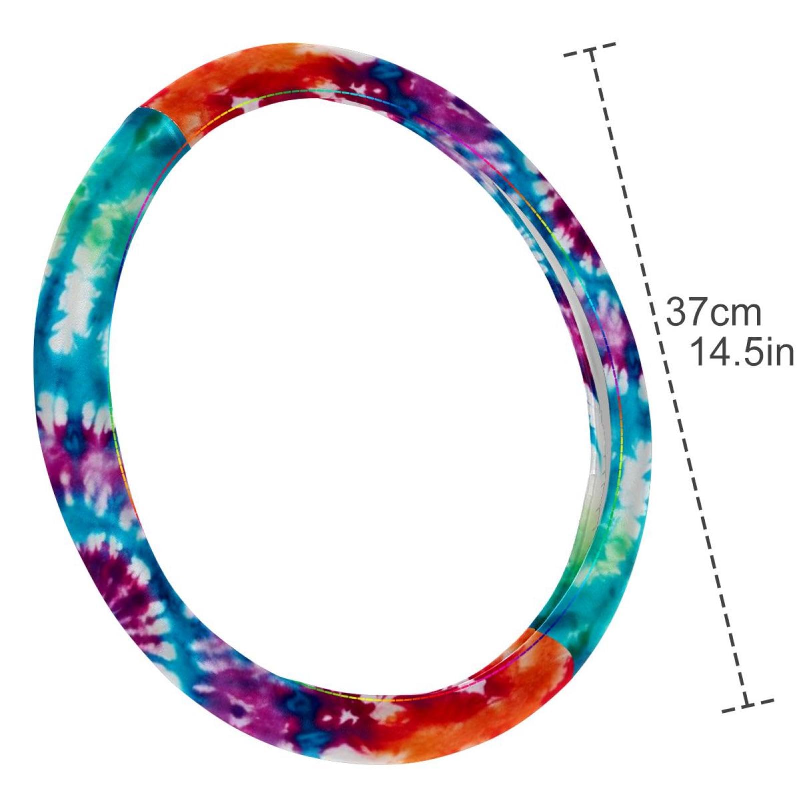 Red Tie-Dye Steering Wheel Cover - 14.5-15 Inch Universal Neoprene Cover, Non-Slip Grip