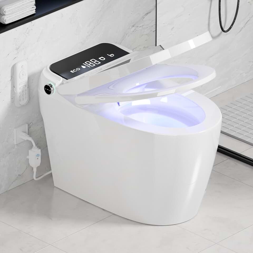 Smart Toilet with Bidet Built In, One Piece Toilets Heated Seat Warm Water