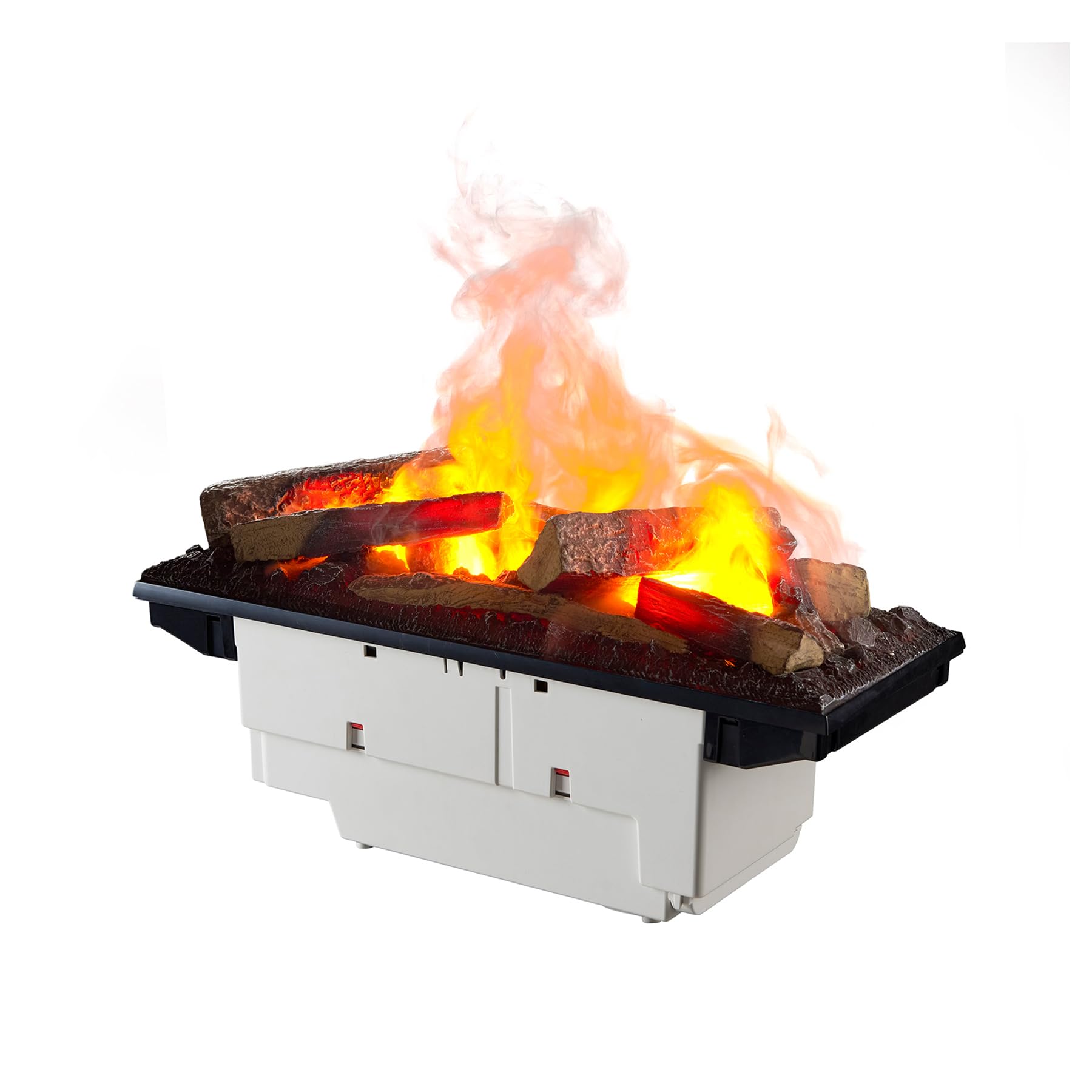 BALDERIA camino elettrico Ikaros | Caminetto da terra con effetto fiamma LED Optimyst | Acqua nebulizzata, crepitio, ceppi, vista fiamma a 360° | Focolare a pavimento con telecomando | Bianco, basso