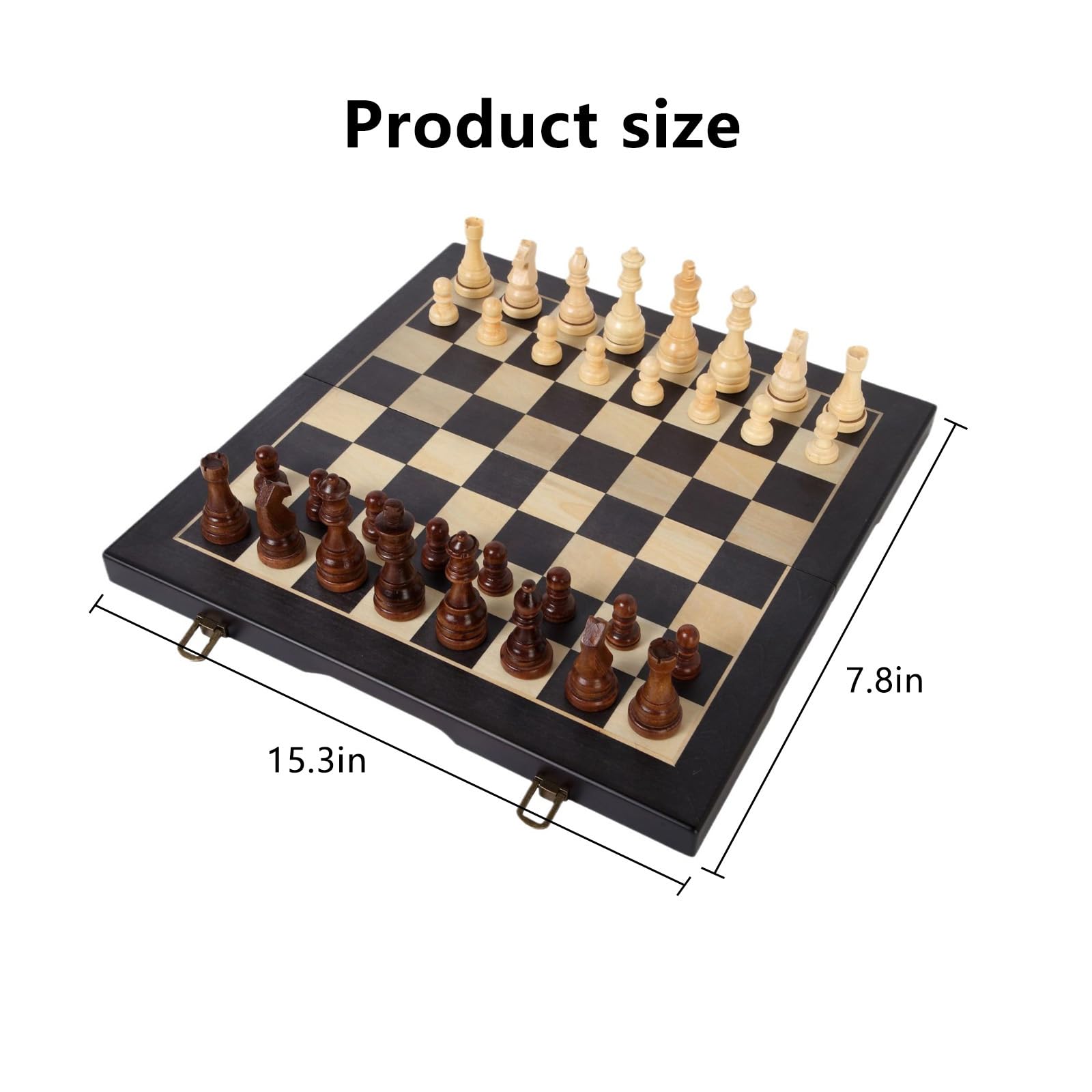 Scacchiera in Legno,15.3" X 7.8" Scacchiera Portatile con Slot di stoccaggio degli Scacchi,Facile da trasportare, Scacchiera Magnetica in Legno per i Principianti e Adulti