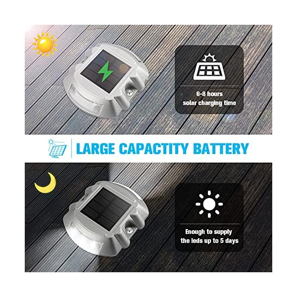 Solar-Deck-Lichter, Auffahrt-Dock-Lichter, Volilun, LED, kabellos, IP67, wasserdicht, Warnung für den Außenbereich… – Bild 4