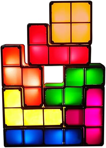7 piezas apilables de luz nocturna 3D rompecabezas de juguete de 7 colores bloques mágicos de inducción entrelazados LED novedad lámpara de