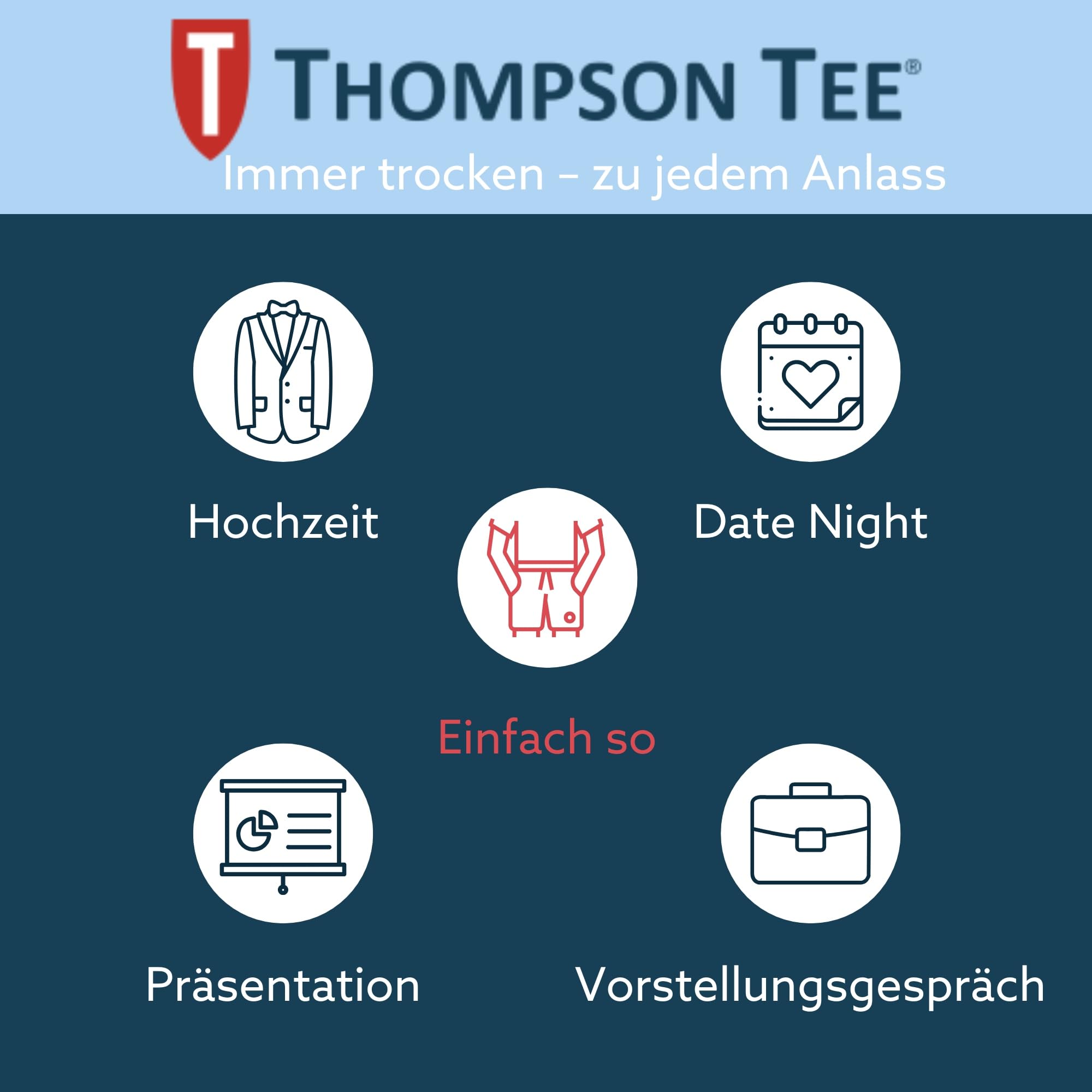 The Thompson Tee Anti-Schweiß Kurzarm-Unterhemd mit Achselschweiß-Polstern - Normale Passform