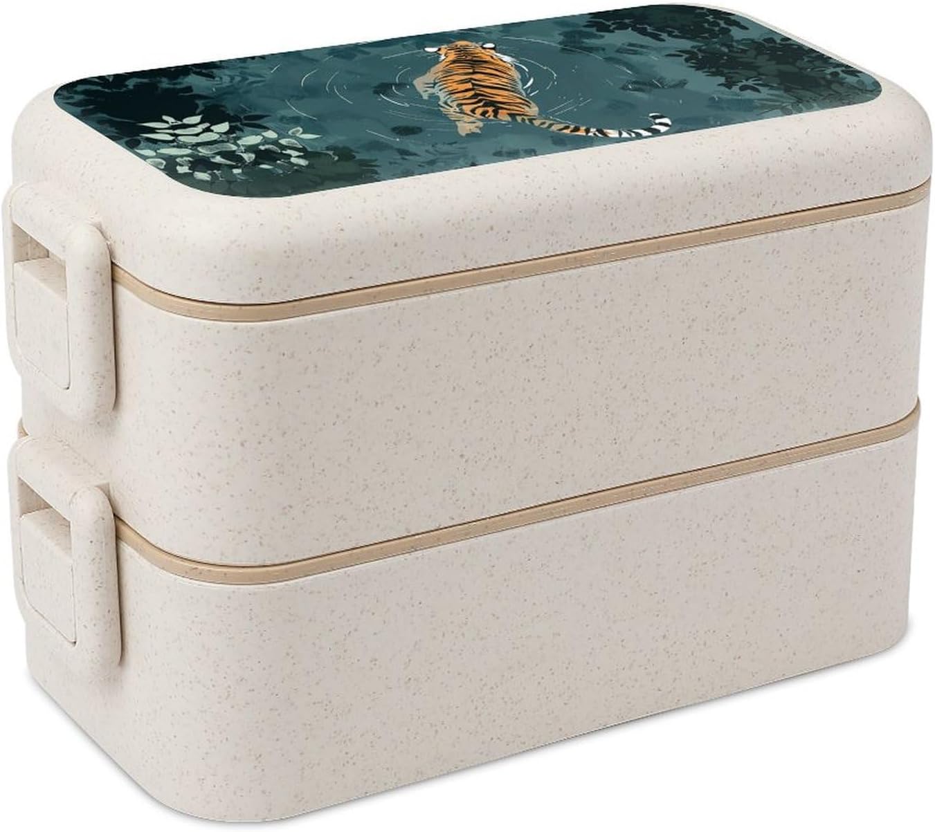 Lunch Box Bento Premium Tiger Swims in The Water Printed Bento Box Bento with Spoon And Fork with Compartment Containers Suitable for Men And Women, style