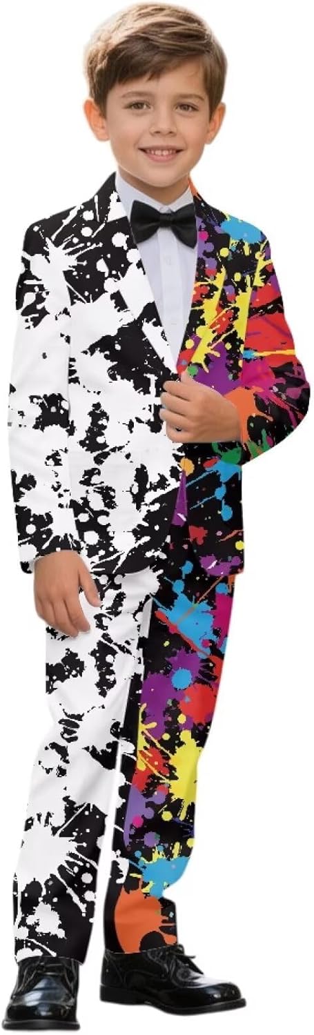 Renewold Boys' 2-Piece Suit Set Single Breasted Jacket Straight Leg Dress Pants Clothing Sets for Party Wedding Birthday
